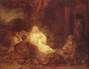 Abraham Receives the Three Angels Rembrandt